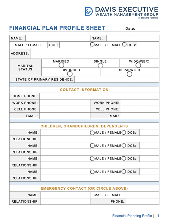 Financial Planning Profile Sheet